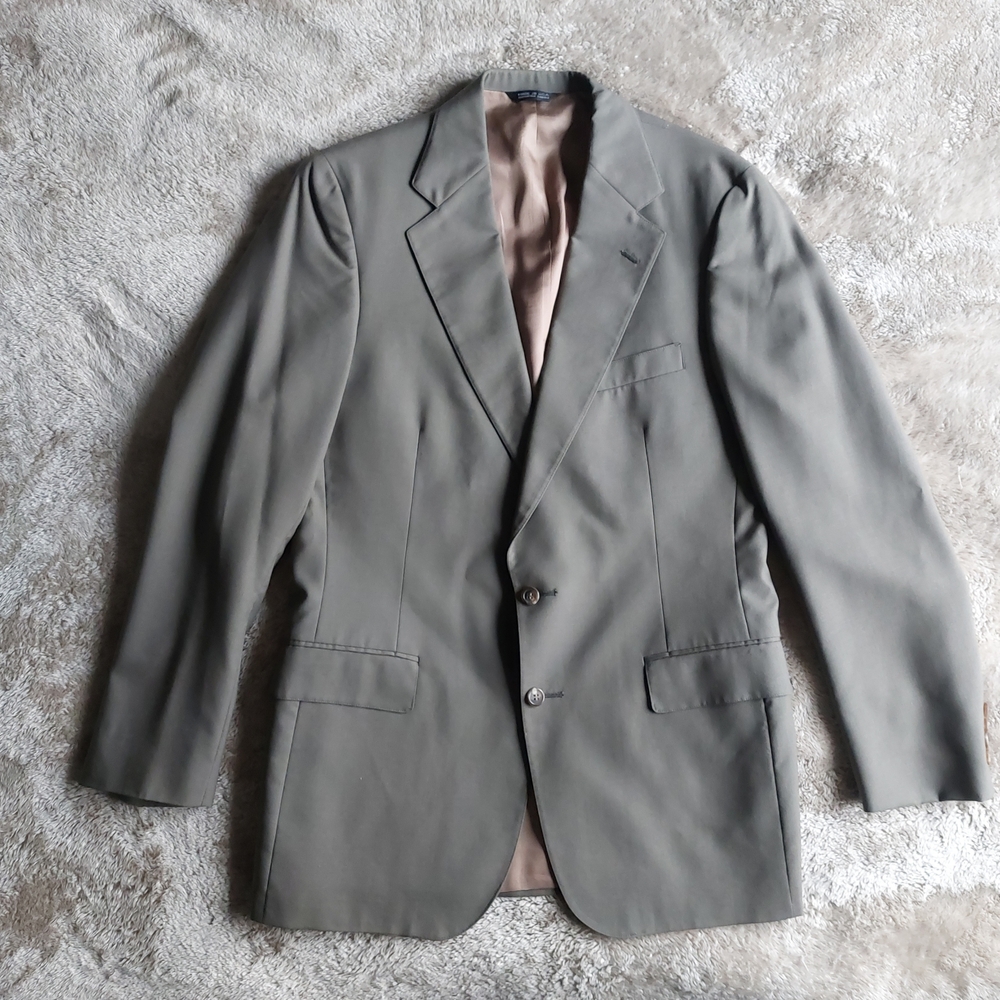 Vtg Polo University Club Ralph Lauren Men's Greige USA Virgin Wool Blazer | 40L